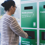 person recycling toner